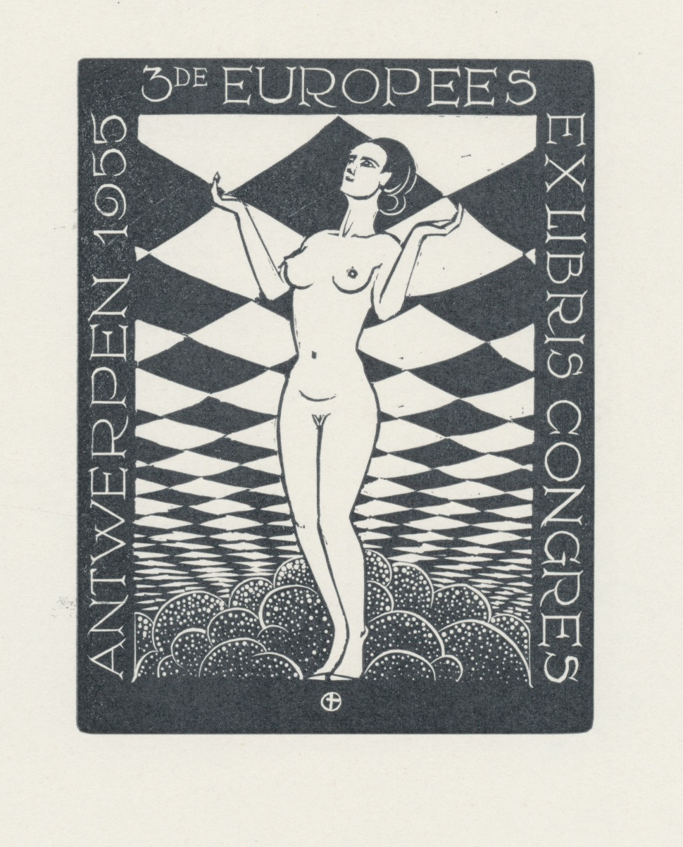 026 Ex Libris - Antwerpen 1955 3e Europees Exlibris Congress - Gerard Bergman 4 euro